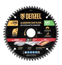 Пильный диск по алюминию ф190 х 30 мм, 64 зубьев Denzel