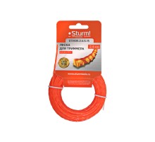 Леска для триммера, d=2.4 мм, l=15м, КРУЧЕНЫЙ КВАДРАТ,оранж., картон, Sturm!