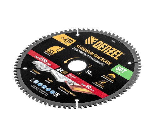 Пильный диск по алюминию ф210 х 30 мм, 80 зубьев Denzel