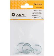 Шуруп-полукольцо оцинкованный 3,5 х 45 (фасовка 4 шт) Шуруп-полукольцо оцинкованный 3,5 х 45 (фасовка 4 шт)