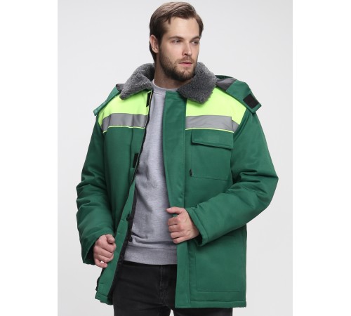Куртка зимняя Бригада NEW (тк.Смесовая,210), зеленый/лимонный Куртка зимняя Бригада NEW (тк.Смесовая,210), зеленый/лимонный