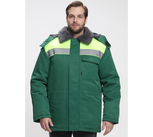 Куртка зимняя Бригада NEW (тк.Смесовая,210), зеленый/лимонный Куртка зимняя Бригада NEW (тк.Смесовая,210), зеленый/лимонный