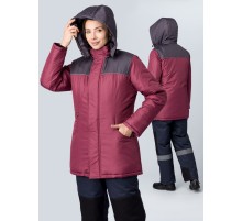 Куртка зимняя женская Снежана (тк.Дюспо), бордовый/т.серый