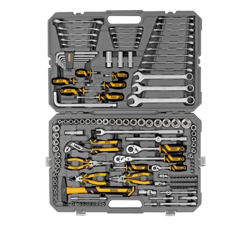 Набор инструментов, 1/2", 1/4", 3/8", CrV, S2, пластиковый кейс, 144 предмета Denzel