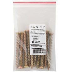 Шуруп специальный/окон, желтопассированный, головка "Torx", 7,5 х 72, 10 шт Фасовка Шуруп специальный/окон, желтопассированный, головка "Torx", 7,5 х 72, 10 шт Фасовка