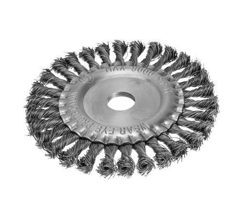 Щетка для УШМ 150 мм, посадка 22.2 мм, плоская, крученая металлическая проволока Сибртех