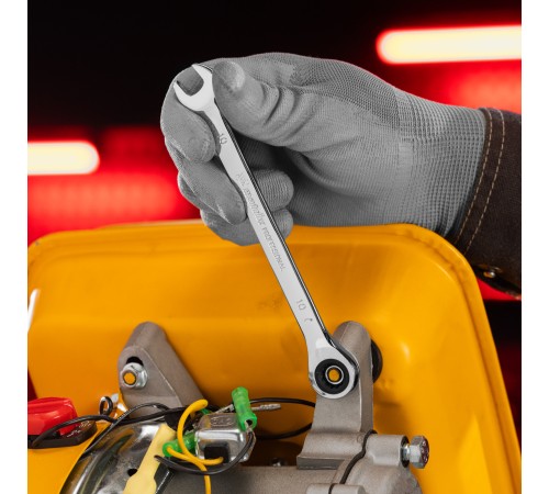 Ключ комбинированный трещоточный, 10 мм, CrV, зеркальный хром Matrix Professional