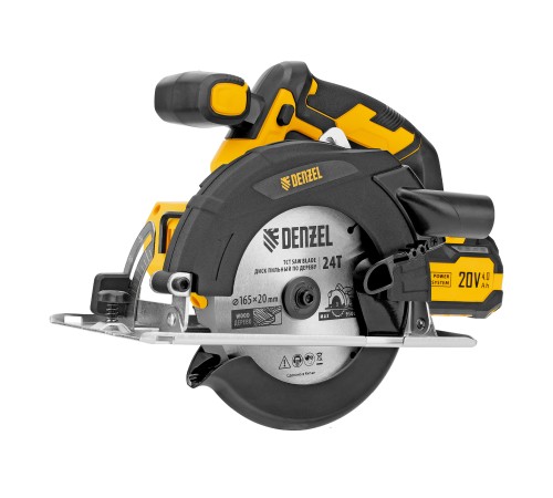 Пила циркулярная аккумуляторная CCSH-20-165, 165 мм, Li-Ion, 20 В// Denzel