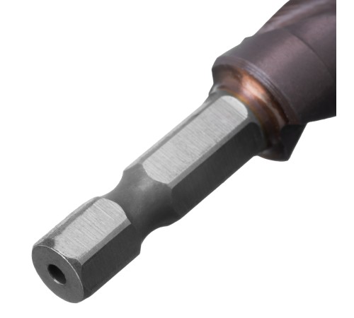 Сверло ступенчатое 4-5-6-7-8-9-10-11-12 мм, Р6М5К5, 6-гр. хвостовик Denzel