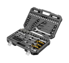 Набор инструментов, 1/2", 1/4", CrV, S2, пластиковый кейс, 82 предмета Denzel