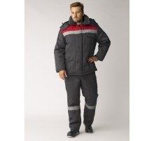 Костюм зимний Труженик-Ультра-1 СОП  (тк.Смесовая,210) брюки, т.серый/красный