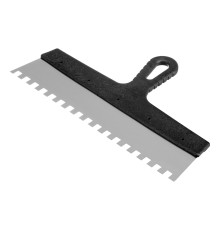 Шпатель из нержавеющей стали, 350 мм, зуб 10 х 10 мм, пластмассовая ручка Сибртех