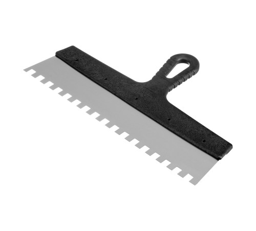 Шпатель из нержавеющей стали, 350 мм, зуб 10 х 10 мм, пластмассовая ручка Сибртех