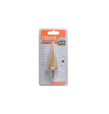 Сверло ступенчатое по металлу 4-30мм шаг 2мм HSS+TIN прямое Sturm!