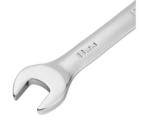 Ключ комбинированный трещоточный, 13 мм, CrV, матовый хром Denzel