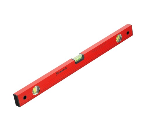 Уровень алюминиевый, 600 мм, 3 глазка, красный, линейка Matrix