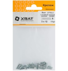 Винт с потайной головкой с полной резьбой оцинкованный DIN 965 3х12 17 шт.(фасовка)