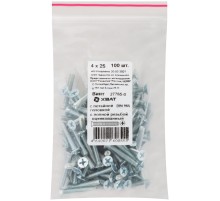 Винт с потайной головкой с полной резьбой оцинкованный DIN 965 4х25 100 шт Фасовка