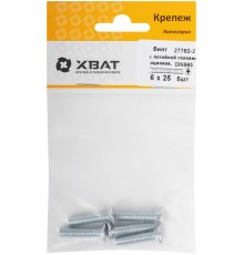 Винт с потайной головкой с полной резьбой оцинкованный DIN 965 6 х 25  5 шт (фасовка)
