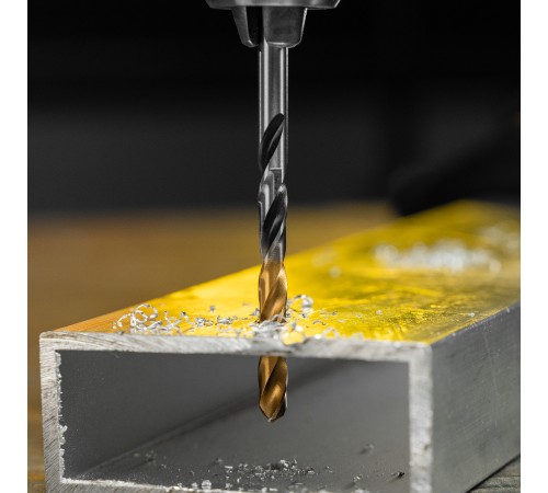 Сверло спиральное по металлу 4,5 x 80мм, Р6М5, Golden Tip, многогранная заточка Denzel