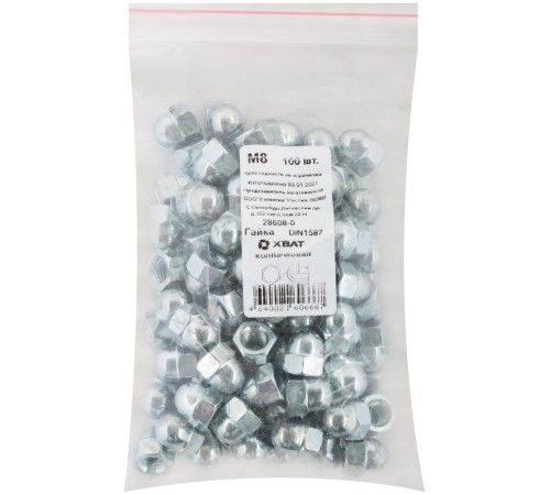 Гайка колпачковая М8 100 шт DIN1587 Фасовка