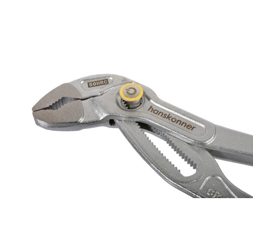 Клещи переставные 250мм, CrV, кнопочный шарнир, зев 50мм, hanskonner