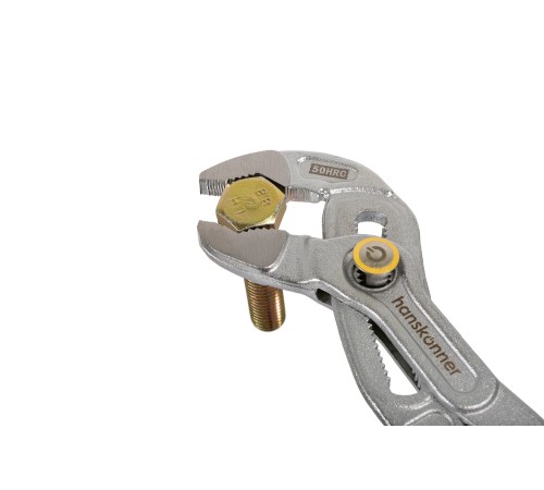 Клещи переставные 250мм, CrV, кнопочный шарнир, зев 50мм, hanskonner