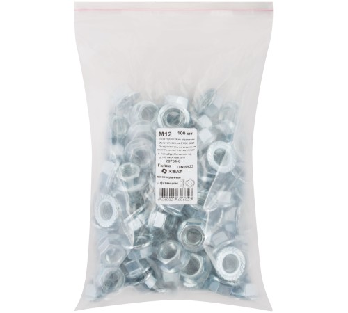 Гайка шестигранная с фланцем (DIN 6923) М12 100 шт Фасовка