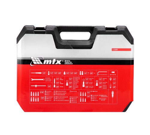 Набор инструментов, 1/2", 3/8", 1/4", пластиковый кейс 215 предметов MTX
