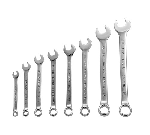 Набор ключей комбинированных, 6-19 мм, 8 шт, CrV, полированный хром Matrix