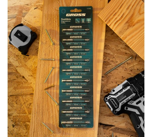 Бита PH2х70мм, сталь S2, кругл., отрывн., 10 шт. Gross