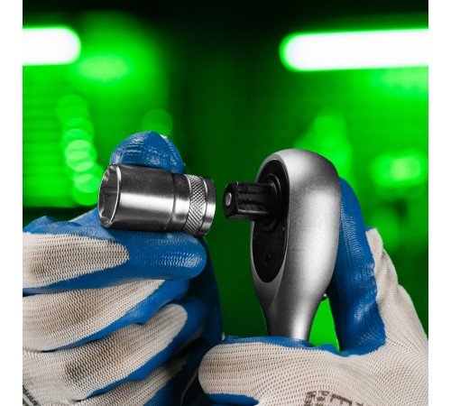 Ключ-трещотка телескопический 1/2", 300-430 мм, 72 зуба, с быстрым сбросом Сибртех