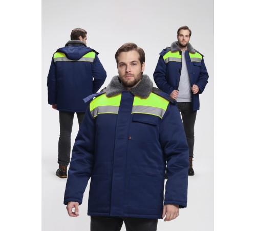 Куртка зимняя Бригада NEW (тк.Смесовая,210), т.синий/лимонный Куртка зимняя Бригада NEW (тк.Смесовая,210), т.синий/лимонный