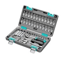 Набор инструментов, 1/4", CrV, пластиковый кейс 57 предметов Stels