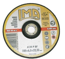 Абразивный шлифовальный диск IMA по металлу 180х6,6х22,23мм A24P изогнутый Абразивный шлифовальный диск IMA по металлу 180х6,6х22,23мм A24P изогнутый
