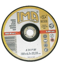 Абразивный шлифовальный диск IMA по металлу 180х6,6х22,23мм A24P изогнутый Абразивный шлифовальный диск IMA по металлу 180х6,6х22,23мм A24P изогнутый
