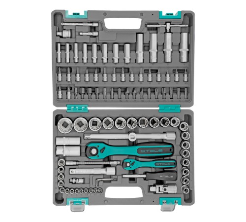 Набор инструментов, 1/2, 1/4, CrV, пластиковый кейс, 94 предмета, двенадцатигранные головки Stels Набор инструментов, 1/2, 1/4, CrV, пластиковый кейс, 94 предмета, двенадцатигранные головки Stels
