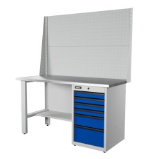 RUNTEC RTI15Z-TI6-NI-P15-P15-5005(7035) Верстак серии Industrial, 1500 мм, оцинк., тумба с 6-ю ящиками, экран 1000, синий (светло-серый) RAL 5005 (7035)