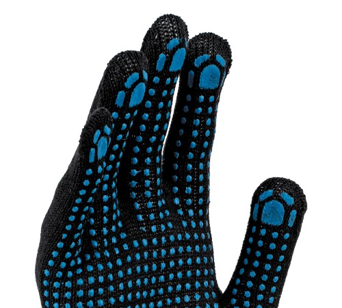 Перчатки трикотажные, х/б, 200 пар, ПВХ точка, 4 нити, 10 класс Сибртех