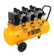 Компрессор безмасляный, малошумный  DLS 2250/100, 2250 Вт, 3x750, 100 л, 410 л/мин блок управления/ Denzel