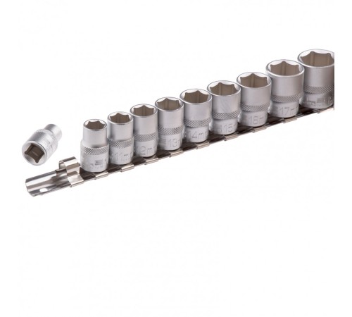 Набор торцевых головок, 3/8, шестигранные, CrV, 10 шт, 8-19 мм Stels
