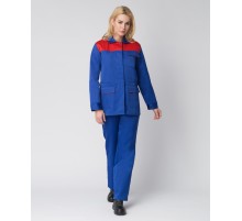 Костюм женский Передовик NEW (тк.Смесовая,210) брюки, васильковый/красный Костюм женский Передовик NEW (тк.Смесовая,210) брюки, васильковый/красный