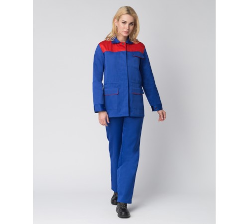 Костюм женский Передовик NEW (тк.Смесовая,210) брюки, васильковый/красный Костюм женский Передовик NEW (тк.Смесовая,210) брюки, васильковый/красный