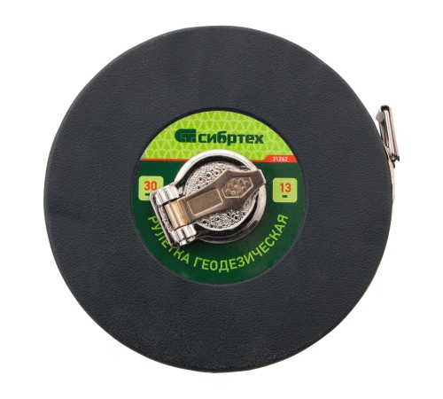 Рулетка геодезическая 30 м х 13 мм, закрытый корпус, фибергласовая лента Сибртех Рулетка геодезическая 30 м х 13 мм, закрытый корпус, фибергласовая лента Сибртех