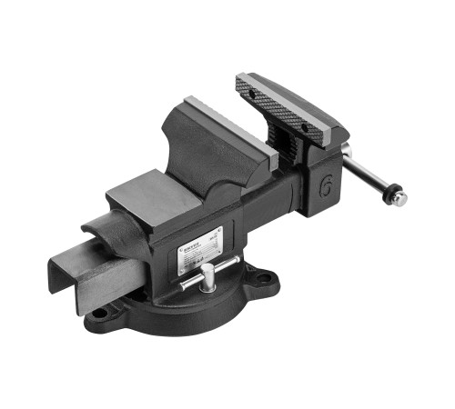 Тиски слесарные BVH-150, 150 мм, поворотные, стальная направляющая, с наковальней //Denzel