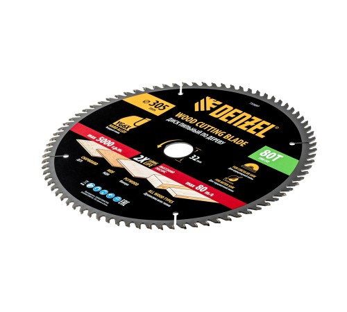 Пильный диск по дереву ф305 х 32 мм, 80 зубьев Denzel