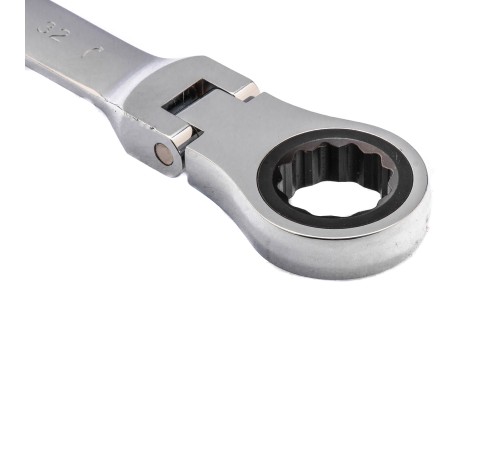 Ключ комбинированный трещоточный, 32 мм, CrV, шарнирный, зеркальный хром Matrix