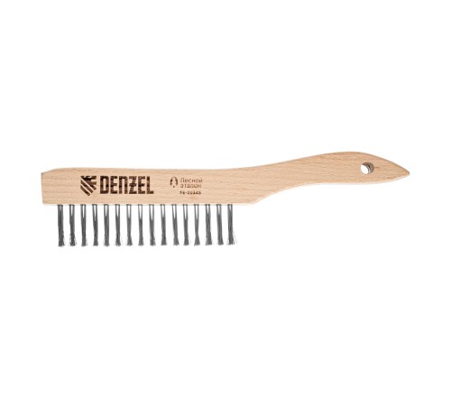 Щетка зачистная 3-х рядная, прямая проволока из нержавеющей стали с деревянной ручкой, EFP// Denzel