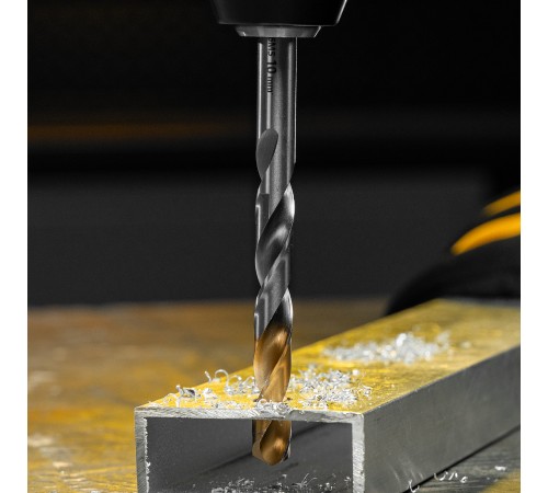 Сверло спиральное по металлу 10 x 133 мм, Р6М5, Golden Tip  Denzel