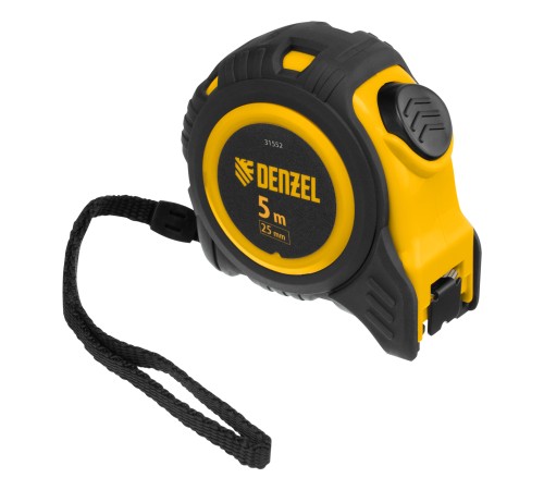 Рулетка 5м х 25мм, обрезиненный корпус, автоматическая фиксация Denzel Рулетка 5м х 25мм, обрезиненный корпус, автоматическая фиксация Denzel
